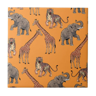 African Animal Pattern Tile