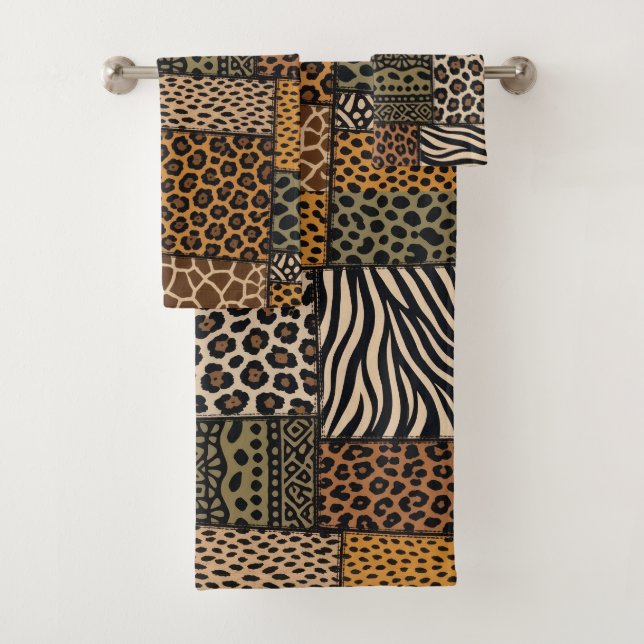 African Animal Print Patchwork Design Towel Set (Insitu)