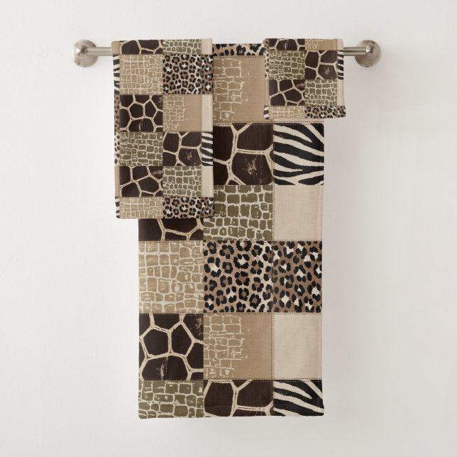 African Animal Print Patchwork Design Towel Set (Insitu)