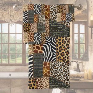 African Animal Print Patchwork Design Towel Set