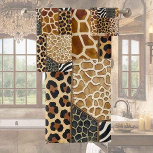 African Animal Print Patchwork Design Towel Set