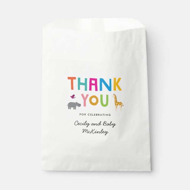 African Animal Safari Baby Shower Favour Favour Bags (Front)