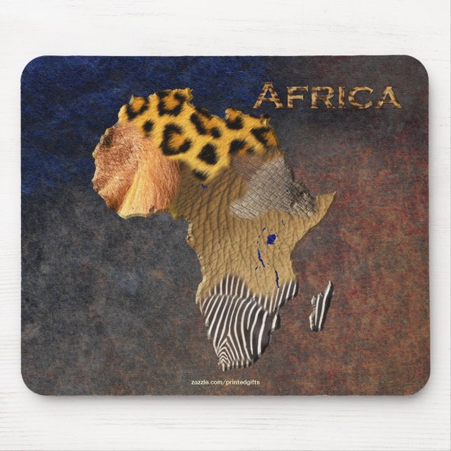African Animal Texture Map of AFRICA Wildlife Mouse Mat (Front)