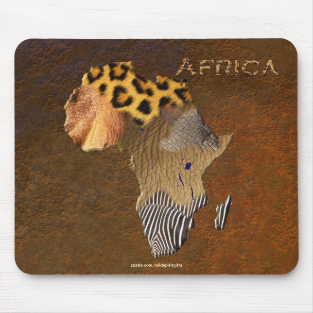 African Animal Texture Map of AFRICA Wildlife Mouse Mat (Front)