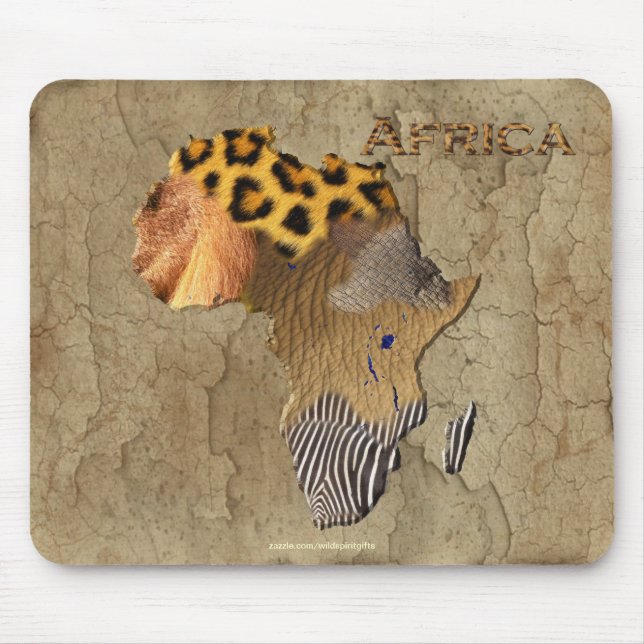 African Animal Texture Map of AFRICA Wildlife Mouse Mat (Front)