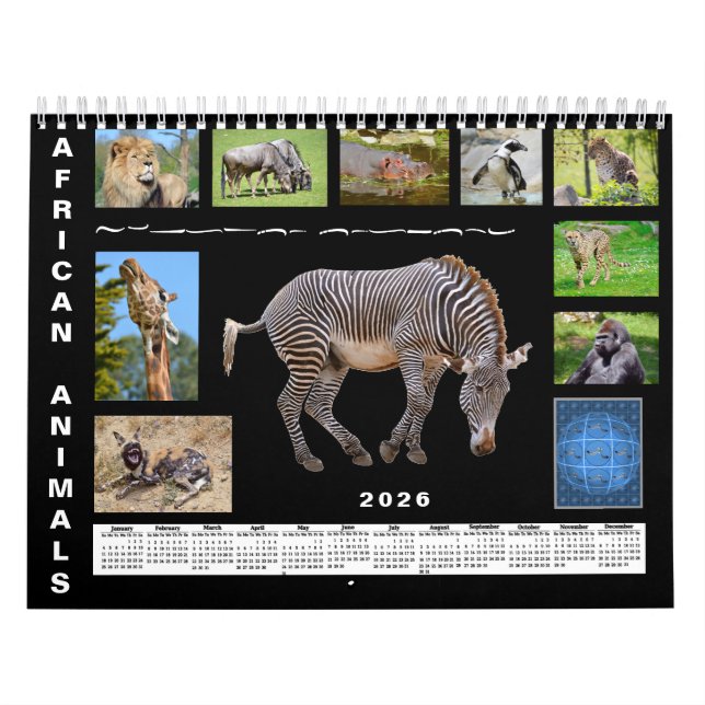 African animals 12 month calendar (Cover)