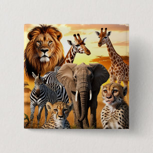  African animals  15 Cm Square Badge