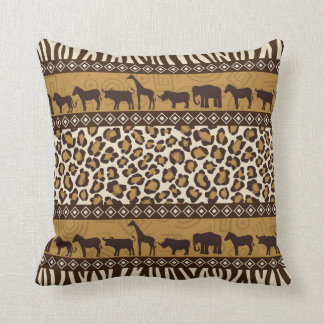 African Animals and Leopard Wraparound Print Cushion