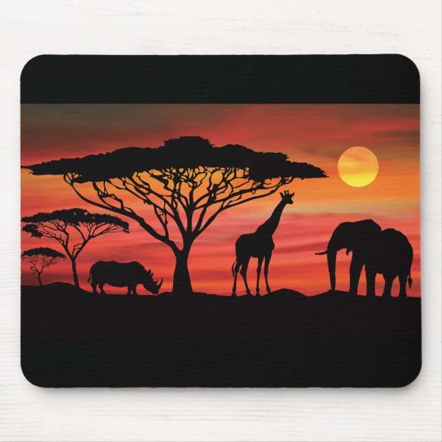African-Animals-and-Sunset Mouse Mat (Front)
