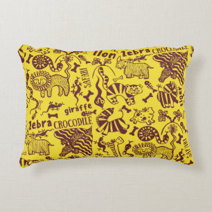 African Animals: Cultural Seamless Pattern. Decorative Cushion