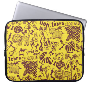 African Animals: Cultural Seamless Pattern. Laptop Sleeve