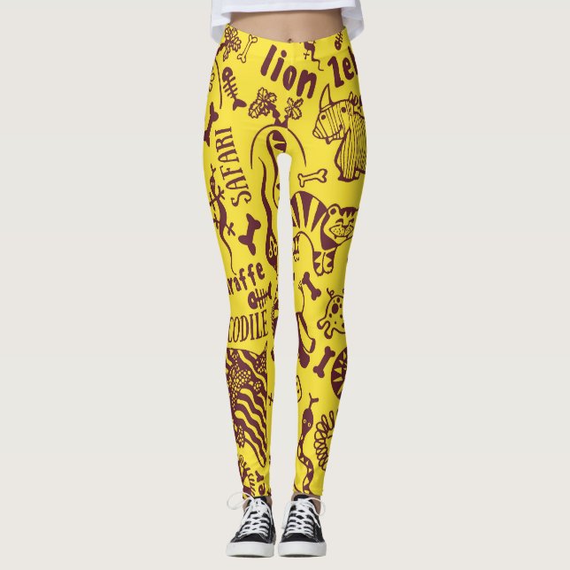 African Animals: Cultural Seamless Pattern. Leggings (Front)