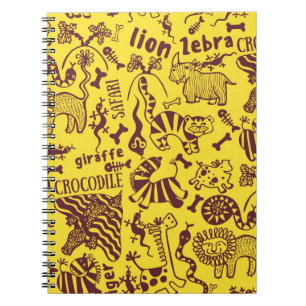 African Animals: Cultural Seamless Pattern. Notebook