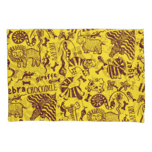 African Animals: Cultural Seamless Pattern. Pillowcase