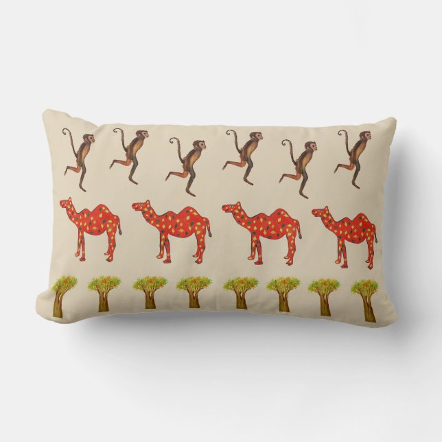 African Animals Cute Illustration  Lumbar Cushion (Front)