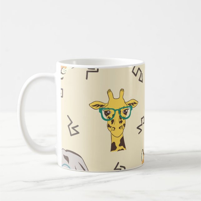 African Animals: Cute Seamless Pattern Coffee Mug (Left)