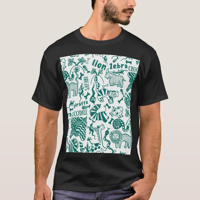 African animals: diverse seamless pattern. T-Shirt (Front)