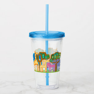 African animals folk art children's design acrylic tumbler