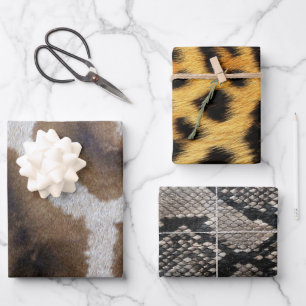African Animals Giraffe Python Snake Leopard Skins Wrapping Paper Sheet