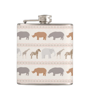 African animals pattern 1 hip flask