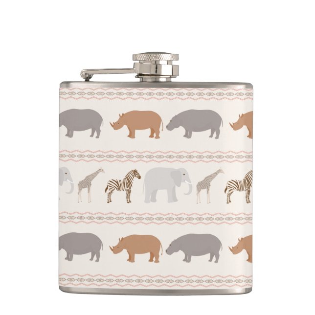 African animals pattern 1 hip flask (Front)