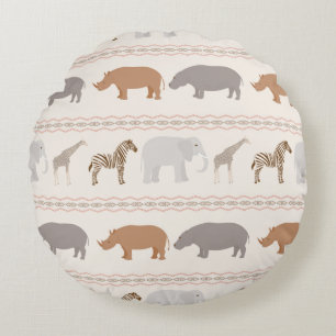 African animals pattern 1 round cushion