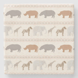 African animals pattern 1 stone coaster