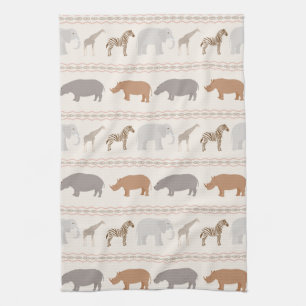African animals pattern 1 tea towel