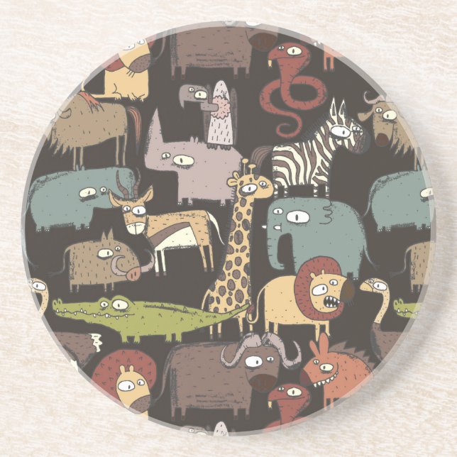 African Animals Pattern Coaster (Front)