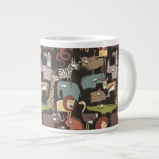 African Animals Pattern Large Coffee Mug (Front Right)
