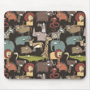 African Animals Pattern Mouse Mat