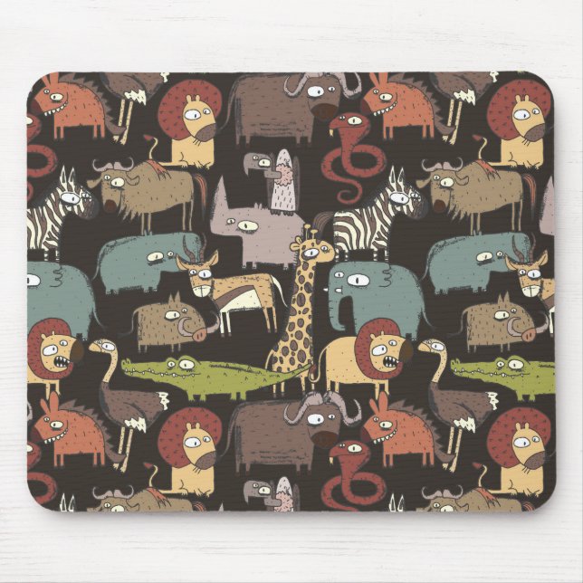 African Animals Pattern Mouse Mat (Front)