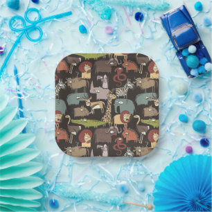 African Animals Pattern Paper Plate