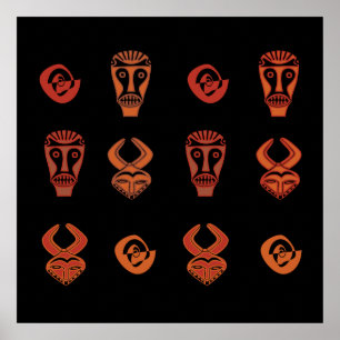 african animals pattern poster