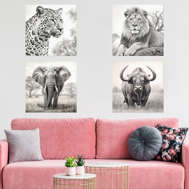 African Animals Pencil Drawing (Livingroom)