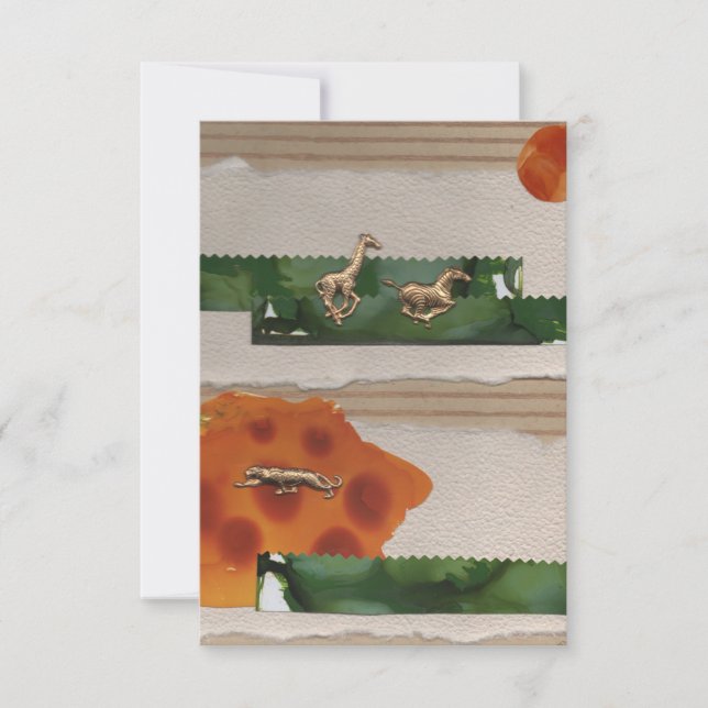 African Animals Red Collage  Thank You Card (Front)