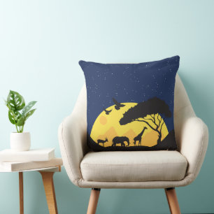 African Animals - Silhouette Sunset Wildlife Cushion