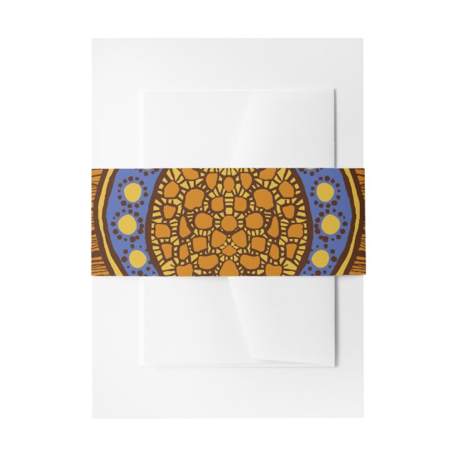 African Ankara Blue Floral Belly Band Invitation Belly Band (Front Example)