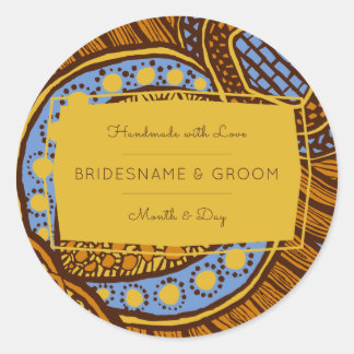 African Ankara Blue Global Floral Gift Label