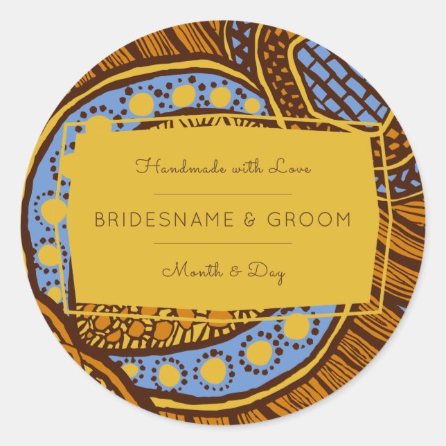 African Ankara Blue Global Floral Gift Label (Front)