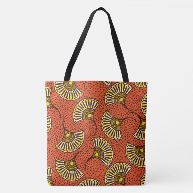 African Ankara Fan Pattern Tote Bag (Front)