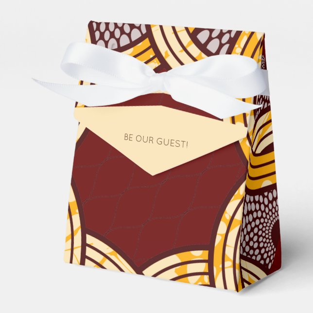 African Ankara Kitenge Gold Floral Favour Box (Front Side)