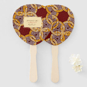 African Ankara Kitenge Gold Floral Hand Fans
