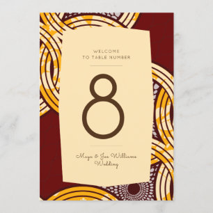 African Ankara Kitenge Gold Floral Table Number