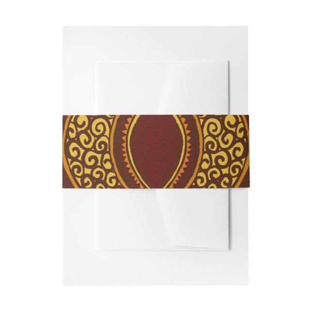 African Ankara Maroon Floral Belly Band Invitation Belly Band (Front Example)
