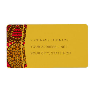 African Ankara Red Floral Global Address Labels