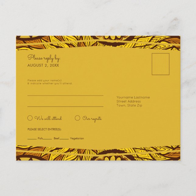 African Ankara Yellow Floral RSVP Meal Postcard (Front)