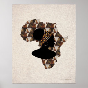 African Art   Africa and Woman With Head Wrap Poster