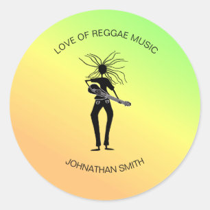 African Art, Awesome Guitar Player Father's Day Classic Round Sticker