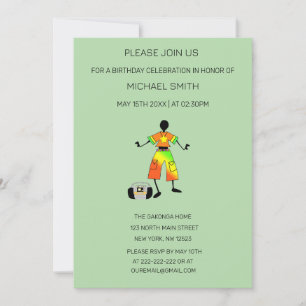 African Art, Awesome Happiness Dance Birthday Invitation